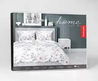 Detexpol Pościel satynowa 220x200 biała miętowa kwiaty 4915 A Home Satin