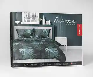Detexpol Pościel satynowa 220x200 czarna turkusowa liście 4680 B Home Satin 40