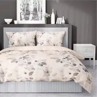 Detexpol Pościel satynowa 220x200 Home Satin 11 kremowa beżowa jasne liście