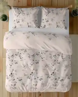 Detexpol Pościel satynowa 220x200 Home Satin 11 kremowa beżowa jasne liście