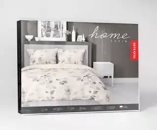 Detexpol Pościel satynowa 220x200 Home Satin 11 kremowa beżowa jasne liście
