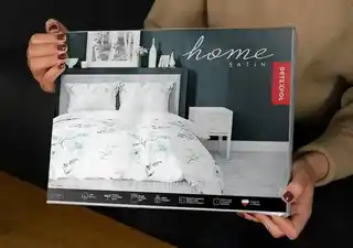 Detexpol Pościel satynowa 220x200 Home Satin 124 biała miętowa kwiaty