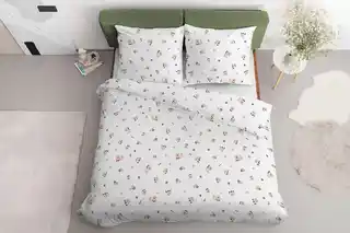 Detexpol Pościel satynowa 220x200 Home Satin 124 biała pudrowa kwiaty