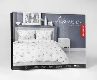 Detexpol Pościel satynowa 220x200 Home Satin 124 biała pudrowa kwiaty
