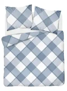 Detexpol Pościel satynowa 220x200 Home Satin 126 niebieska biała kratka