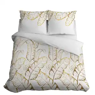 Detexpol Pościel satynowa 220x200 Home Satin 40 biała złota liście