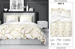 Detexpol Pościel satynowa 220x200 Home Satin 40 biała złota liście