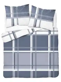 Detexpol Pościel satynowa 220x200 Home Satin 40 niebieska biała kratka