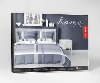 Detexpol Pościel satynowa 220x200 Home Satin 40 niebieska biała kratka