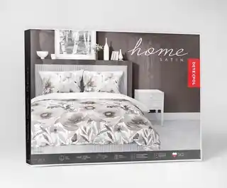 Detexpol Pościel satynowa 220x200 Home Satin 81 biała beżowa kwiaty