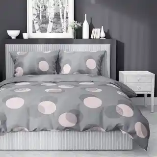 Detexpol Pościel satynowa 220x200 Home Satin 81 szara kółka