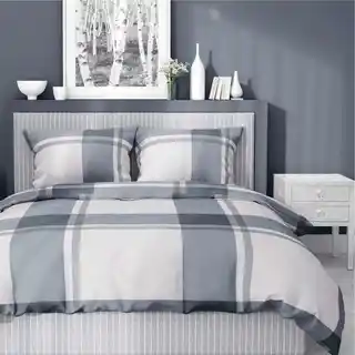 Detexpol Pościel satynowa 220x200 kratka duża szara beżowa 5218 A Home Satin 41