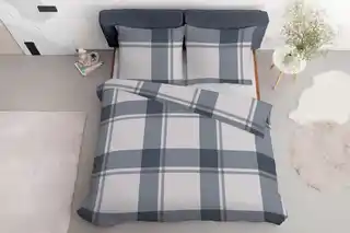 Detexpol Pościel satynowa 220x200 kratka duża szara beżowa 5218 A Home Satin 41