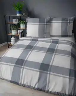 Detexpol Pościel satynowa 220x200 kratka duża szara beżowa 5218 A Home Satin 41