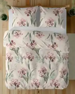 Detexpol Pościel satynowa 220x200 kremowa różowa zielona kwiaty 5089 A Home Satin 11