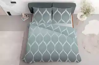 Detexpol Pościel satynowa 220x200 miętowa geometryczna 5221 A Home Satin 41