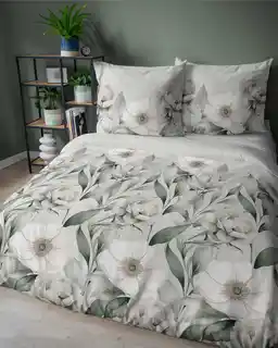 Detexpol Pościel satynowa 220x200 Romantyczna Magnolia zielona 5220 B Home Satin 41
