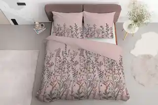 Detexpol Pościel satynowa 220x200 różowa zielona kwiaty 5060B Home Satin 27