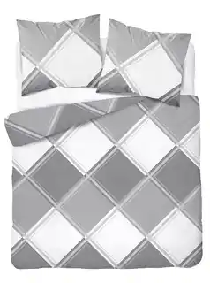 Detexpol Pościel satynowa 220x200 szara biała kratka 4683 B Home Satin 40