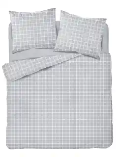Detexpol pościel satynowa 220x200 szara krata Home Satin 58