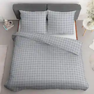 Detexpol pościel satynowa 220x200 szara krata Home Satin 58