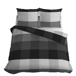 Detexpol Pościel satynowa 220x200 szara kratka 4919 B Home Satin 81