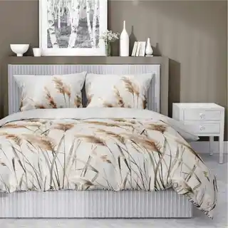 Detexpol Pościel satynowa 220x200 Trawy pampasowe szara jasna 5329 B Home Satin 41