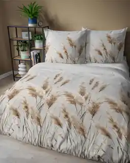 Detexpol Pościel satynowa 220x200 Trawy pampasowe szara jasna 5329 B Home Satin 41