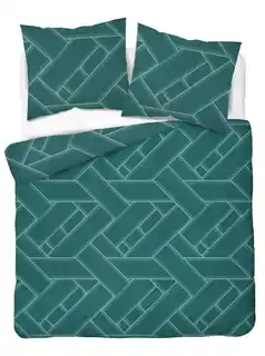 Detexpol Pościel satynowa 220x200 turkusowa geometria 4911 A Home Satin 80