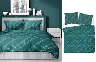 Detexpol Pościel satynowa 220x200 turkusowa geometria 4911 A Home Satin 80