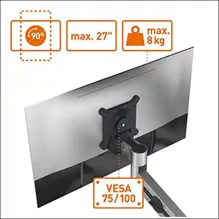 Durable Uchwyt na monitor LCD 21-27 i tablet montaż w otworze blatu srebrny /508823/