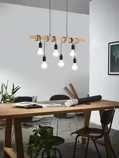 Eglo lampa wisząca Townshend drewno, 95499, nowoczesny design, naturalne wykończenie, energooszczędne źródło światła