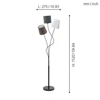 Eglo lampa podłogowa Maronda trzy tekstylne klosze 94995