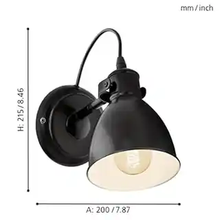 Eglo Priddy kinkiet ścienny regulowany czarny metal, nowoczesny, numer 49468