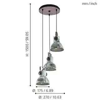 Eglo Lampa wisząca Barnstaple 49647 industrialna, stalowa, regulowana wysokość