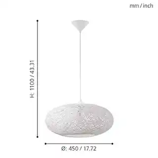 Eglo lampa wisząca Campilo 93373 tekstylna biała, nowoczesny design, energooszczędne źródło światła