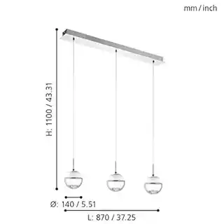 Eglo lampa wisząca LED Montefio 3x5W, biały, nowoczesny design, model 93784