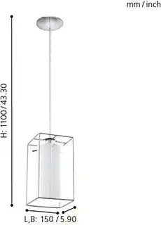 Eglo Lampa wisząca Loncino 1 94377, chrom, szklany klosz, nowoczesny design