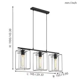 Eglo Lampa wisząca Loncino 49496, szklane klosze, chrom, nowoczesny design