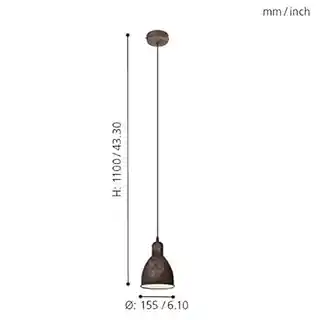 Eglo lampa wisząca PRIDDY 1 49492, chrom, szklany klosz, nowoczesny design