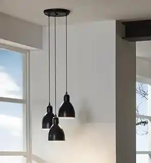 Eglo lampa wisząca Priddy 49465, chrom, tekstylne klosze, nowoczesny design