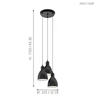 Eglo lampa wisząca Priddy 49465, chrom, tekstylne klosze, nowoczesny design