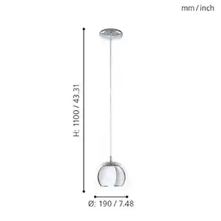 Eglo lampa wisząca Rocamar chrom, 1-punktowa, nowoczesny design, numer 94592