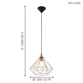 Eglo lampa wisząca Tarbes 94194, miedź, 32,5cm, pojedynczy punkt świetlny