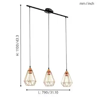 Eglo lampa wisząca TARBES 94195, chrom, szklany klosz, nowoczesny design