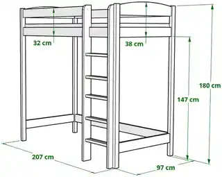 Elior Białe drewniane łóżko z materacem i stelażem - Laren 4X 200x90 cm