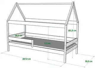 Elior Białe łóżko domek z drewna sosnowego - Cubis 3X 200x90 cm