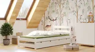 Elior Białe młodzieżowe łóżko pojedyncze z 2 szufladami - Doria 4X 200x90 cm