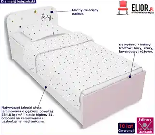 Elior Biało-lawendowe łóżko dziecięce 90x200 Fixo 9X- 2 kolory
