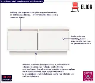 Elior Biały stolik kawowy do salonu - Velamro